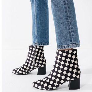 Black and White Checkered Booties